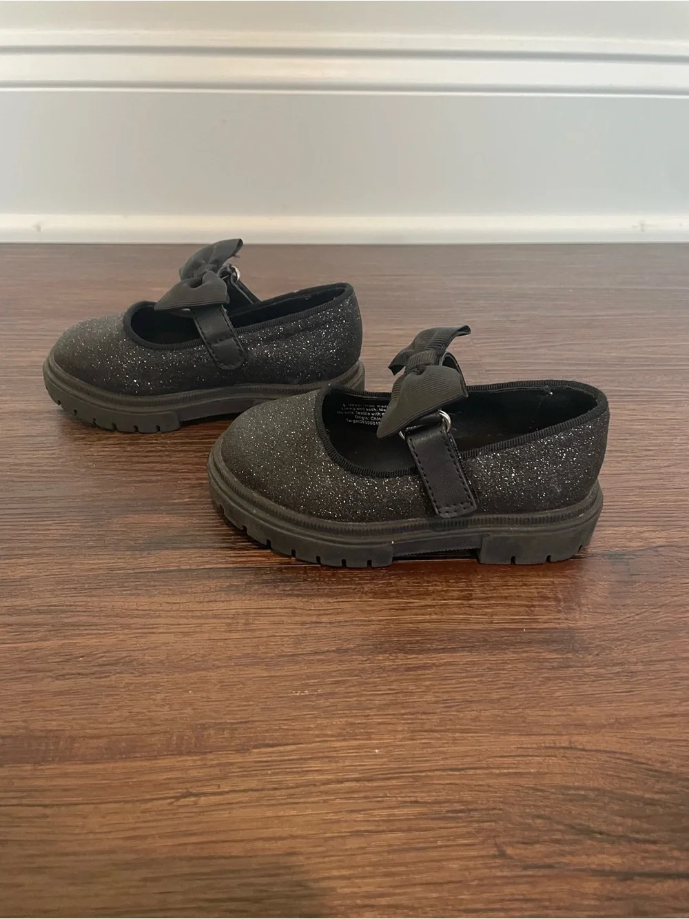 Kids Cat & Jack Sparkle Mary Jane Shoes with Bow - Black 6 Toddler